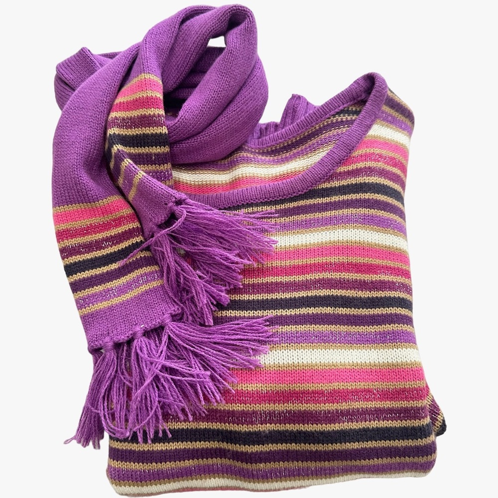 Retro Stripe Sweater w/Scarf M
